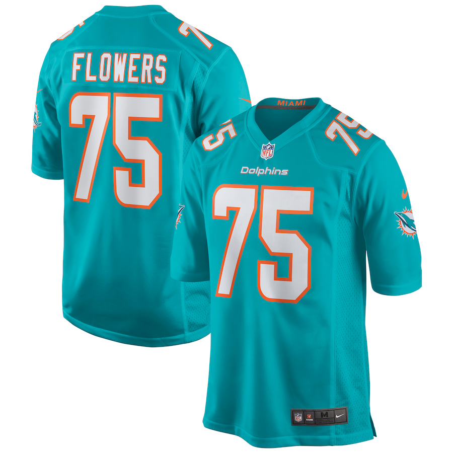 Men Miami Dolphins #75 Ereck Flowers Nike Green Game NFL Jersey